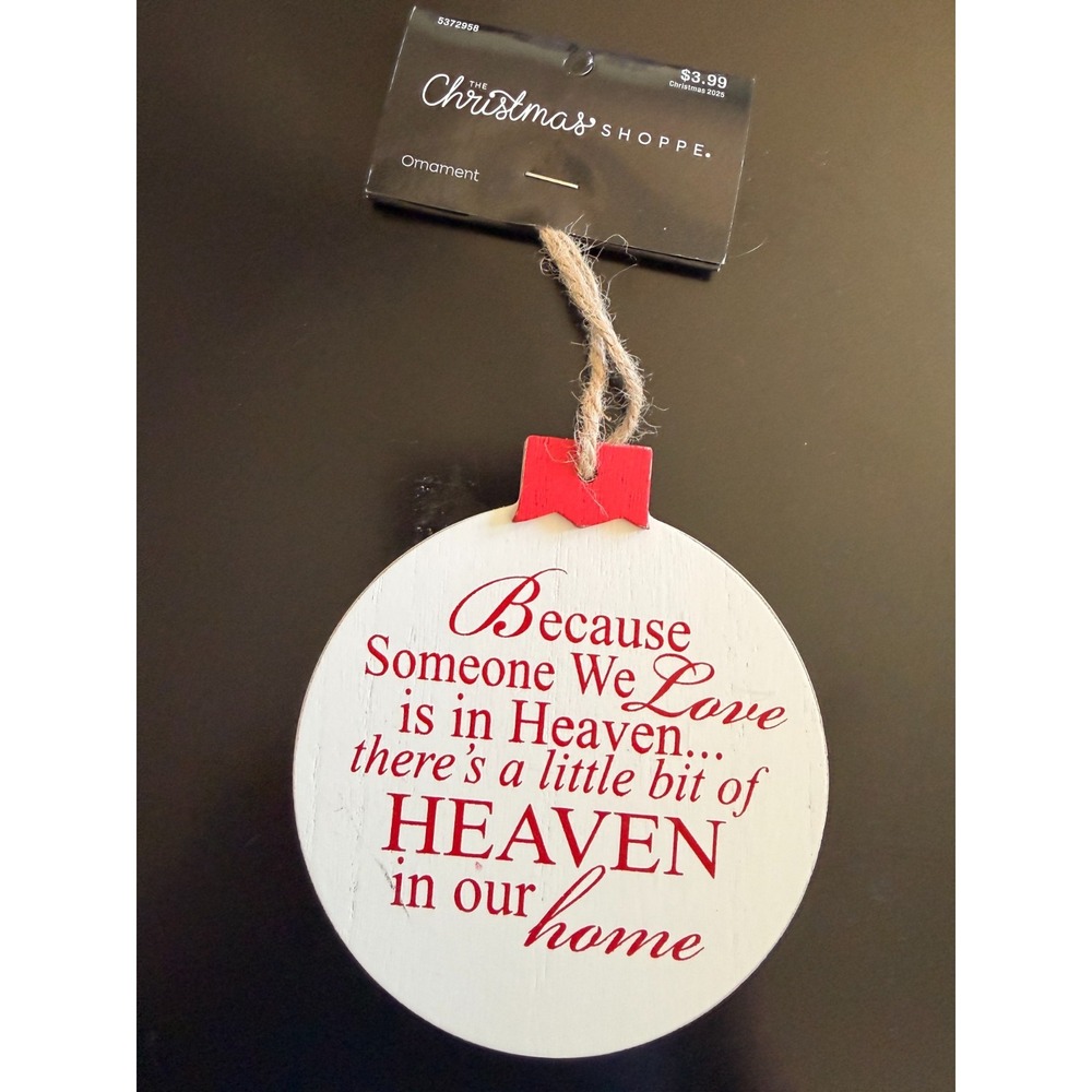 NWT Wooden "Heaven in Our Home" Memorial Hobby Lobby Christmas Shoppe Ornament